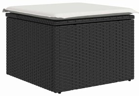 Kerti Kanapé Szett párnával 5 pcs Fekete és fehér Poli rattan