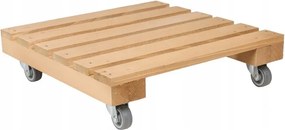 Bézs Kerekes Virágtartó Állvány Fa 30x30x8 cm