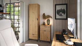 Mazzoni LANA S-110 dohányzóasztal Artisan Tölgy / Fekete - DOHÁNYZÓASZTAL POLCCAL