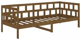 mézbarna tömör fenyőfa kanapéágy 80x200 cm