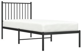 fekete fém ágykeret fejtámlával 75 x 190 cm