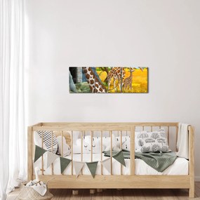 Kép - zsiráf család (órával) (90x30 cm)