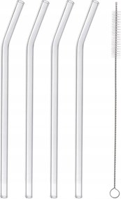 4x Üveg Italszívószálak egyenes csövek többször használható tisztító kefével