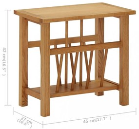 tömör tölgyfa magazinasztal 45 x 27 x 42 cm