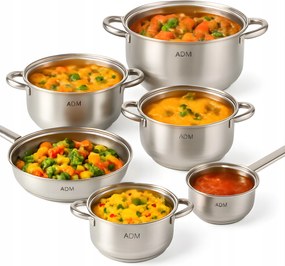 Rozsdamentes acél edénykészlet 12 részes szett fedővel