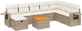 vidaXL 9 részes bézs polyrattan kerti ülőgarnitúra párnákkal