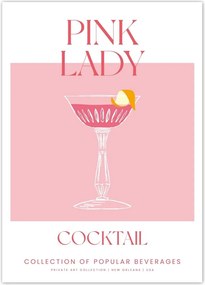 Poszterek 50x70 Drink Lady Pink Alkoholos koktél