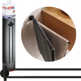 Fürdőszobai törölközőtartó öntapadós Tesa Moon Black Fém