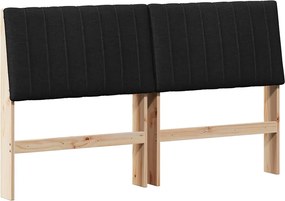 vidaXL Kárpitozott fejtámla Fekete 150 cm Tömör fenyőfa