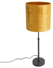 Asztali lámpa fekete bársony árnyékolóval, arany, 25 cm, állítható - Parte