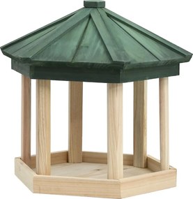 vidaXL nyolcszögletű tömör fenyőfa madáretető 33 x 30 cm
