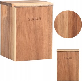 Akácfából készült cukortartó cukortartó fedéllel, felirattal