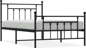 vidaXL fekete fém ágykeret fej- és lábtámlával 107 x 203 cm