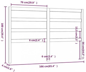 fehér tömör fenyőfa ágyfejtámla 166 x 4 x 100 cm