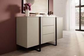 Verica 150 cm-es komód három fiókkal - kasmír / fekete lábak