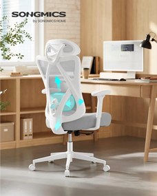 SONGMICS ergonomikus irodai szék, magasságállítható, fehér-szürke