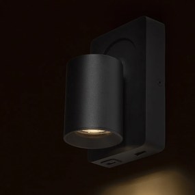 RENDL VOLTERA USB nástěnná černá 230V LED GU10 9W