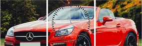 Kép - piros Mercedes (órával) (90x30 cm)
