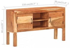 tömör akácfa tálalószekrény 116 x 30 x 66 cm