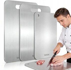 3 Db Titán Vágódeszka, Rozsdamentes Acél Konyhai Deszka