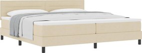 vidaXL Boxrugós ágy matracmal fejtámlával Krém 200 x 200 cm szövet