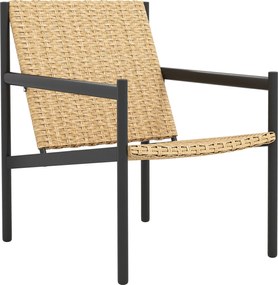 Outsunny Egyszemélyes Kerti Rattan Szék Kültéri, Időjárásálló Szék Karfával, Döntött Háttámlával és Acél Vázszerkezettel, 120 kg Teherbírás a Teraszon