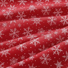 Goldea ovális karácsonyi terítő valencia - fehér pelyhek piros alapon 120 x 160 cm