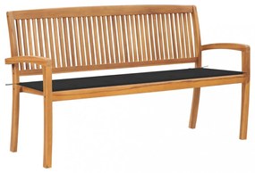 tömör tíkfa rakásolható kerti pad párnával 159 cm