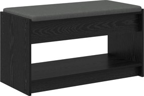 vidaXL Előtér pad Fekete Tölgy 83 x 38 x 45 cm Műanyag Fa és Szövet