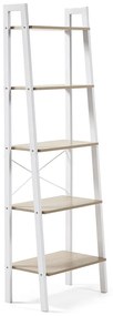Fehér-natúr színű polcos állvány tölgyfa dekorral 56x172x32 cm Aarhus – Kave Home