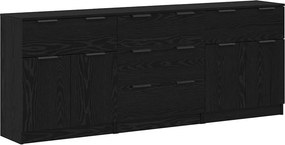 vidaXL Széf fiókkal 3 pcs Fekete tölgy 181 x 30 x 70 cm Faanyag