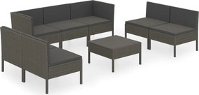 vidaXL 8 részes szürke polyrattan kerti ülőgarnitúra párnákkal