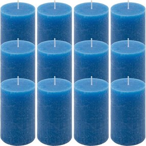 Rusztikus gyertya készlet 11,5 cm Ø 6,8 cm 12 db kék