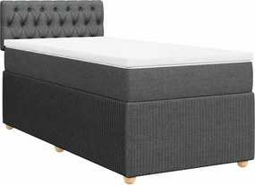 vidaXL sötétszürke szövet rugós ágy matraccal 100 x 200 cm