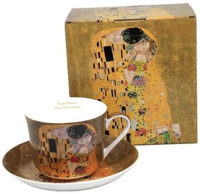 Klimt porcelán csésze aljjal A Csók 450 ml díszdobozban