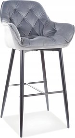Hoker, szürke steppelt velúr bárszék konyhába és szigetre Cherry H-1