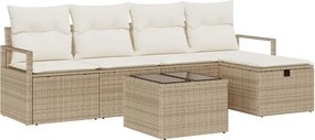 vidaXL Kanapé Szett párnával tárolóval 6 pcs Beige és krém polirattan