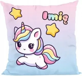 Kawaii unikornis párna csillagokkal – névvel ajándék 40x40cm