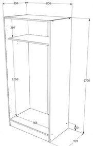 USI Gardróbszekrény 2 ajtós SONOMA 2 cs. N