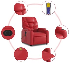 elektromos bordó műbőr felállást segítő dönthető masszázsfotel