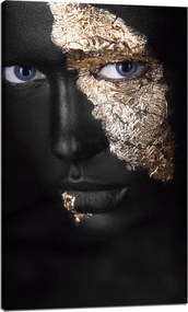 Vászonkép Fekete arc aranyra festve 60x100 cm