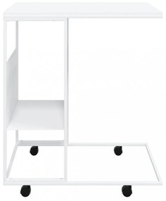fehér szerelt fa kisasztal kerekekkel 55x36x63,5 cm