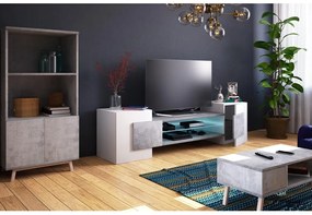 Tv szekrény/asztal Gavin (világítással) (fehér + beton). 1098611