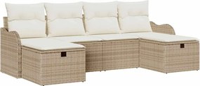 vidaXL Kanapé Szett párnával tárolóval 6 pcs Beige és krém polirattan