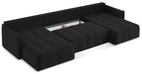Fekete kinyitható-tárolóhelyes (U alakú) sarokkanapé Moku – Makamii