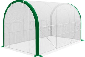 Outsunny Üvegház 3,58 x 2,1 x 2,1 m Alagútuvegház Rolós Ajtóval, Ablakos Növényház Paradicsomhoz Kertbe, Erkélyre, Galvanizált Acél, Fehér | Aosom