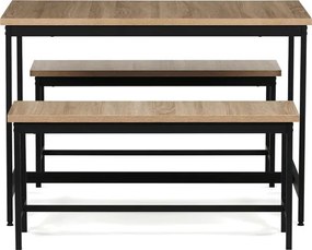 Étkezőgarnitúra 2 paddal, 110x60x75 cm méretben, MDF kivitelben, tölgy színben AUT-G1175 OAK