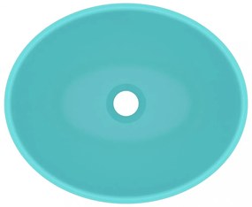 vidaXL ovális matt világoszöld kerámia luxus mosdókagyló 40 x 33 cm
