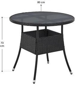 Juskys Yoro rattan kerek asztal Ø80 cm - fekete