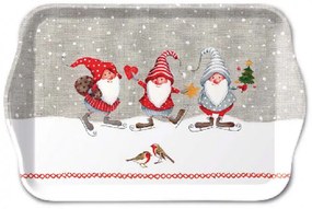 Karácsonyi műanyag kis tálca manókkal Skating Dwarfs